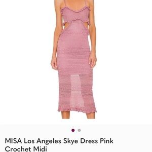 MISA Los Angeles Blush Crochet Midi Dress